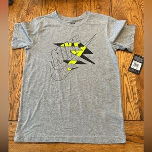 Nike Boys Gray Tee with Bright Yellow Graphic Sz L